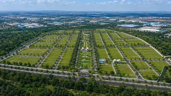 Prestige Bidadi aerial view of the 180-acre plotted township master plan on Mysuru Road
